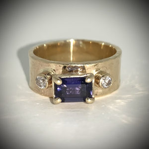 Iolite and diamond ring