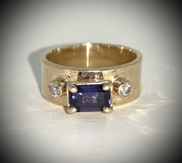 Iolite and diamond ring
