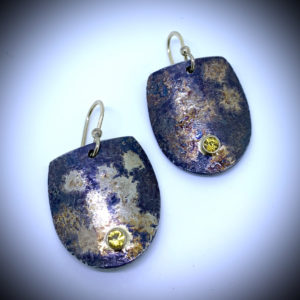 Shield Earrings with Yellow Sapphires