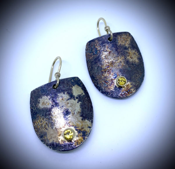 Shield Earrings with Yellow Sapphires