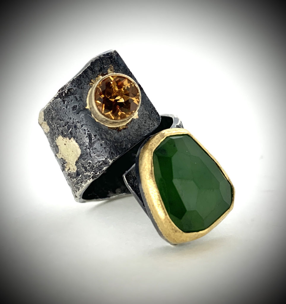 Jade and Citrine Ring